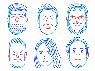 Our Team characters faces illustrator line vector