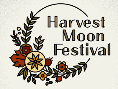 Harvest Moon Festival Emblem, Sticker & Program autumn floral harvest