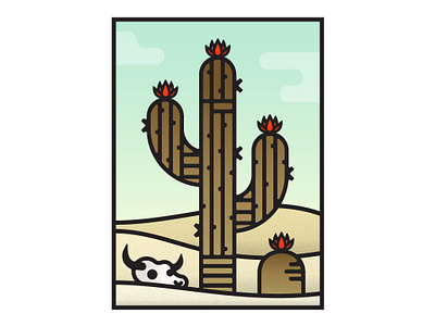 Desert Portrait cactus desert gradient grain skull vector