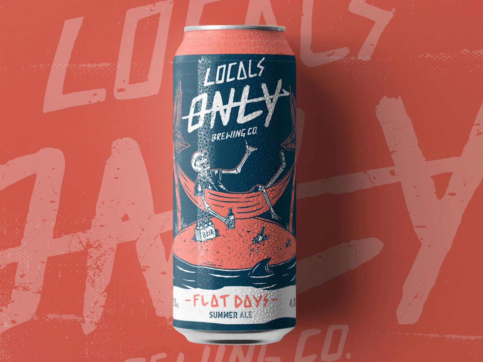 Flat Days - Locals Only Brewing Co art beer branding brewing coconuts design illustration locals only logo marcoiglesias relax shark skate skateboard skull surf surfing wave