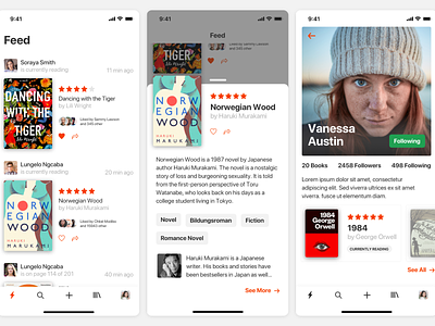 Book App bookapp feed goodreads interface design ios iphone iphonex mobile mobile app design profile