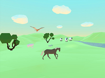 Low-Poly VR Kokowa Space 3d animals diy kokowa lowpoly rustic threejs vr webgl