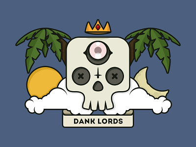 Dank Lords cloud crown dank eye illustration lords moon palmtree skull sun vector
