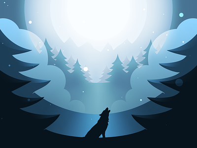 Winter Dream illustration landscape vector winter wolf