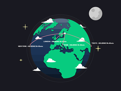 To Helsinki earth flat flying globe illustration moon visitfinland wip