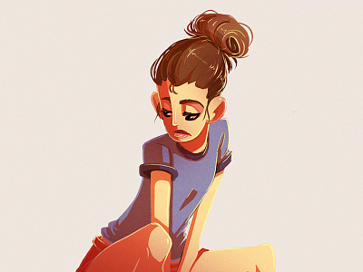 Dribbble character design hair illustration melancholy