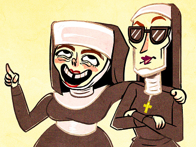 Nuns catholic character cool design god nuns yellow
