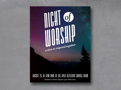 Night of Worship Poster branding event night poster respond sky space stars worship