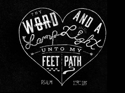 God's Word in our Hearts chalk handwritten type heart lightbulb poster psalm