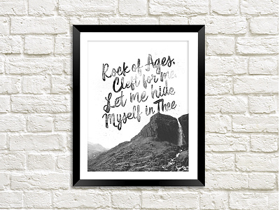My Inspiration : Rock of Ages hymn iceland landscape lyrics mist mountain photography poster rock of ages typography wall art waterfall