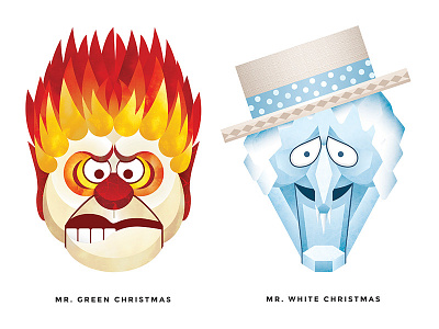 They're Too Much: Miser Brothers christmas flame heat ice illustration lava miser snow texture vector