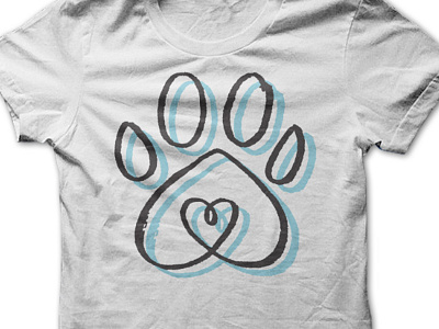 Heart Heart Paw Sketch Tee dog heart paw rough sketch t shirt