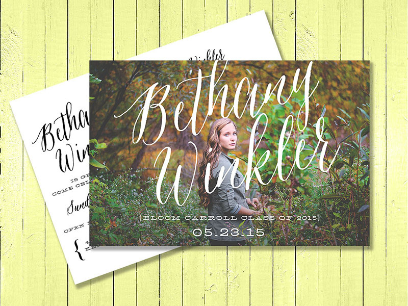 Calligraphic Graduation Invite typography postcard calligraphy script invite