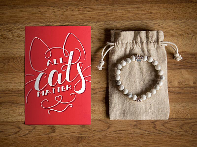All Cats Matter Postcard bracelet calligraphy cats handwritten type postcard swirls