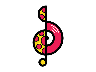 Deliciously Musical Logo Mark brand clean icon logo logo mark music music notes pizza records treble clef vector