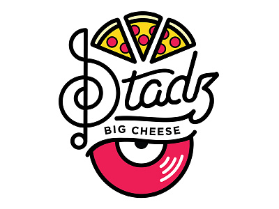 Stadz Big Cheese Logo: Discarded Concept logo music music notes pizza records treble clef vector