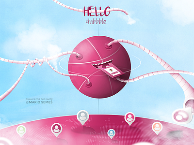 Thanks for the invite Mario Semeš dribbble earth first shoot hello dribbble illustration invite planet