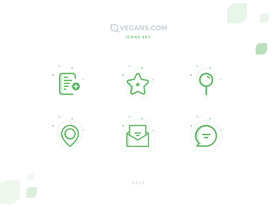 Vegans - Icons set add notes comment favorite icons set invite map marker search simple vegan icon vegans web site