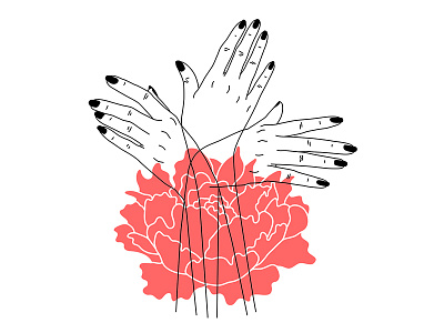 Hand Bouquet illustration line art vector