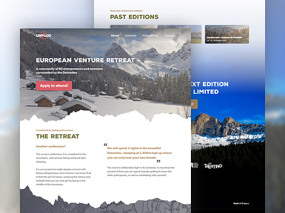 Landing page - UNPLUG design homepage landing page mountains ui ux web design website