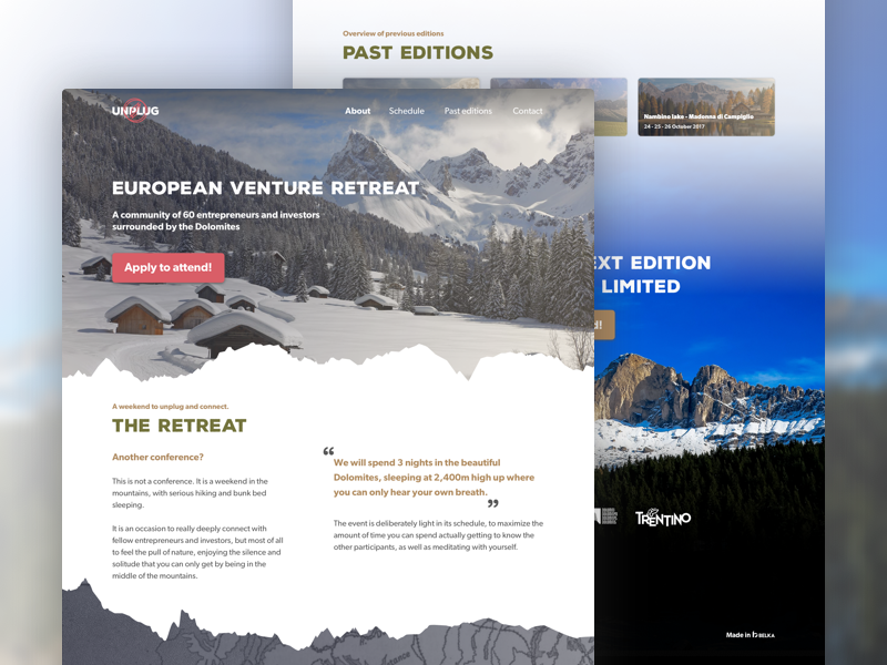 Landing page - UNPLUG landing page design web design ux ui website mountains homepage