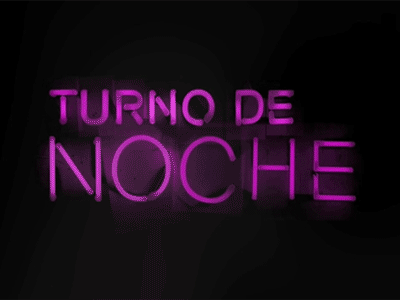 Logo for "Turno de Noche" logo neon lights short film