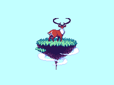 Deer Atop A Floating Isle 8 bit pixel pixelart video game
