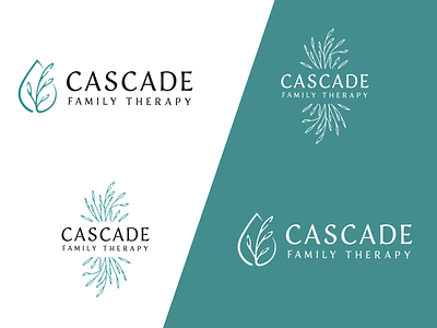 Cascade Family Therapy Branding branches branding logo natural teal water