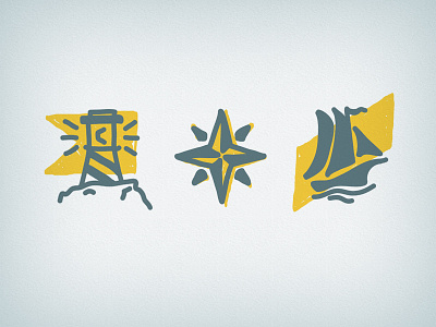 25413 hand drawn icons light house nautical sail boat star