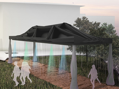 Aquaractive: An interactive water curtain architecture interaction design interactive light sculpture water