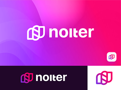 Noiter abstract abstract logo best branding clever creative gradient icon identity letter mark logo mark n n logo n mark perspective symbol technology typography