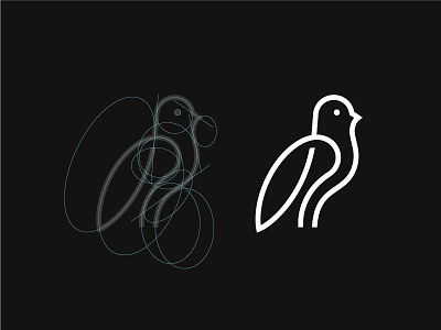 A Bird bird design flow grid icon illustration line logo mark process