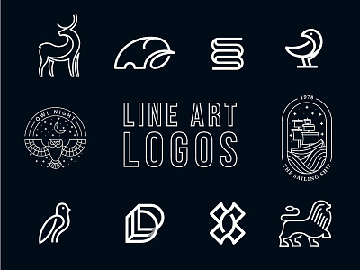 Line art logos animals art birds branding illustration line logo logos mark monogram stroke