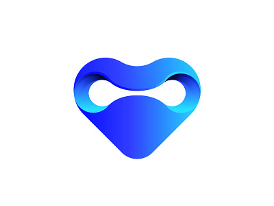 Heart + Tech node abstract blue branding heart icon identity logo mark technology