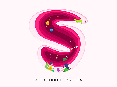 5x Dribbble invites 5 draft dribbble giveaway illustration invitation invite invites