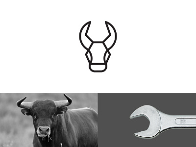 Bull Garage animal logo animal mark bull logo bull mark identity logo mixed mark spanner mark