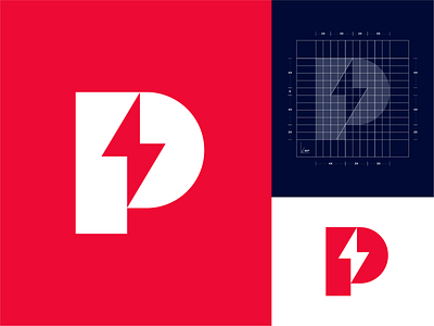 P for Power branding energy grid identity illustration letter p lightning bolt negative space p logo p mark power logo symbol typography