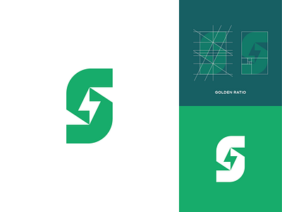 Letter S + Lightning Bolt branding clever mark energy golden ratio identity illustration letter mark lightning bolt mark negative space s logo s mark symbol