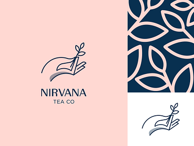 Nirvana Tea Co branding coffee logo divine hand illustration inline nirvana nirvana logo nirvana tea tea tea company tea logo tea mark tea packaging typography