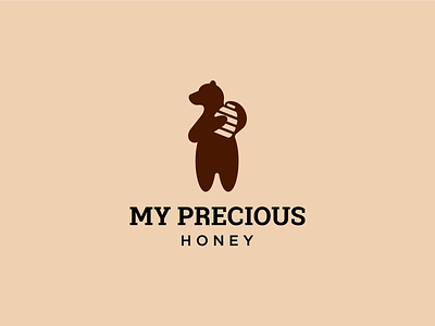 My Precious Honey animal logo animal mark bear bear logo bear mark honey bee honey logo icon illustration mark negative space precious logo precious mark symbol