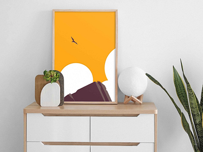 Valley Bird bright colour colourful flat living poster room style