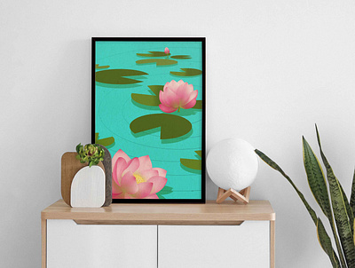 Lotus bright clean colour colourful design flat illustration minimal poster vector