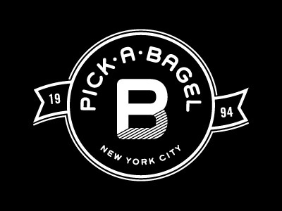 Pick-A-Bagel badge bagel black and white identity logo new york new york city newyork newyorkcity nyc restaurant seal typography
