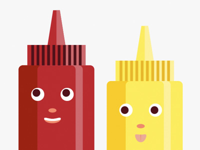Ketchup & Mustard condiment condiments cute food fun happy illustration ketchup mustard red restaurant yellow