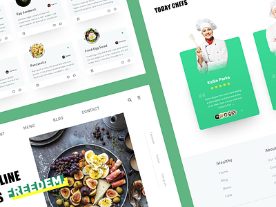 Healthy Food Web Design app chefs design flat food graphic design green health salad ui webdesign