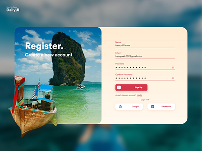 001 Sign Up 001 almatho colours dailyui dailyui001 design registration page signup travel app ui uidesign visual