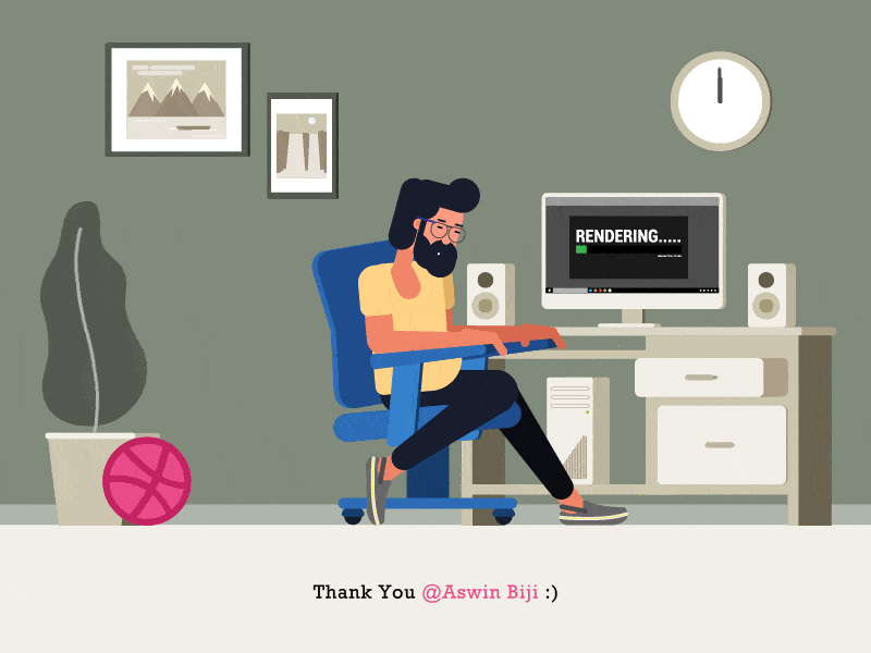 "Wake Up" - Dribbble's calling :) 1st shot almatho animation ball character cute debut first gif illustration man shot sleeping vector visual wake up