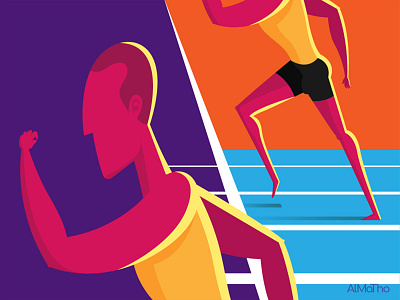 The Runner athelete bolt character design colours illustration lightning man medalist olympics runner speed sprinter