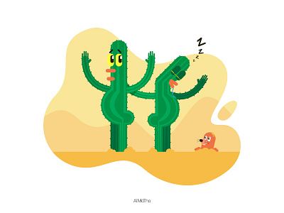 Cacts-Up cactus characters comic desert design fun illustration vector warm