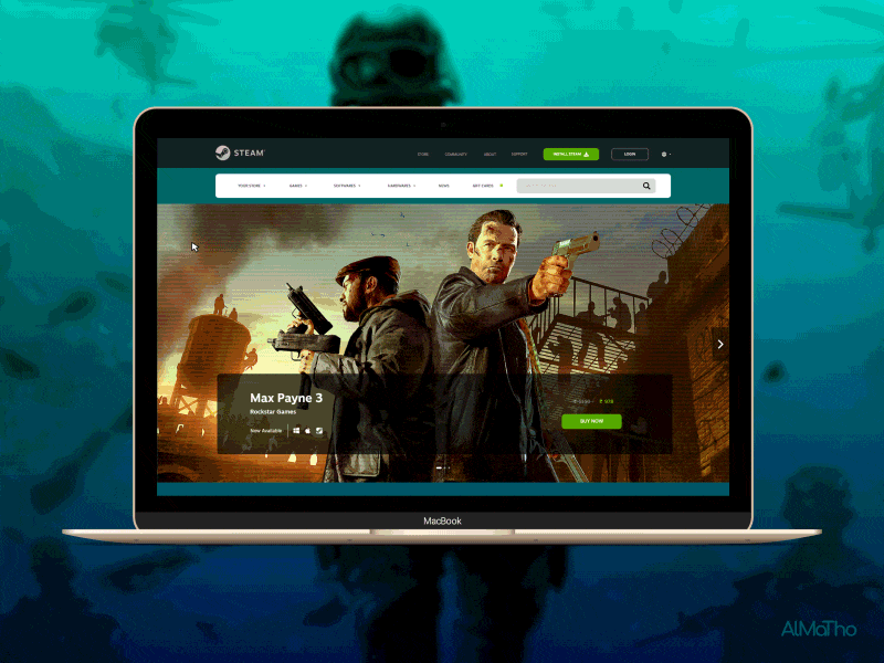 Steam Redesign - UI Design activision adobexd almatho branding callofduty colours design games interaction maxpayne3 motion prototype redesign rockstargames steam ui valve visual website